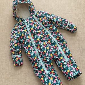 EUC Baby Boden waterproof hooded snowsuit - floral